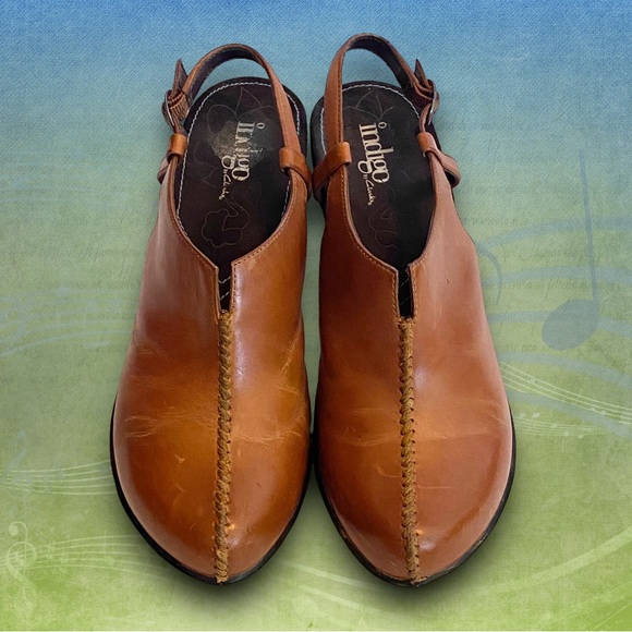 Indigo by Clarks Leather Split Seam Platform Mules Clogs Heels Slingback SZ 6M - Picture 6 of 11